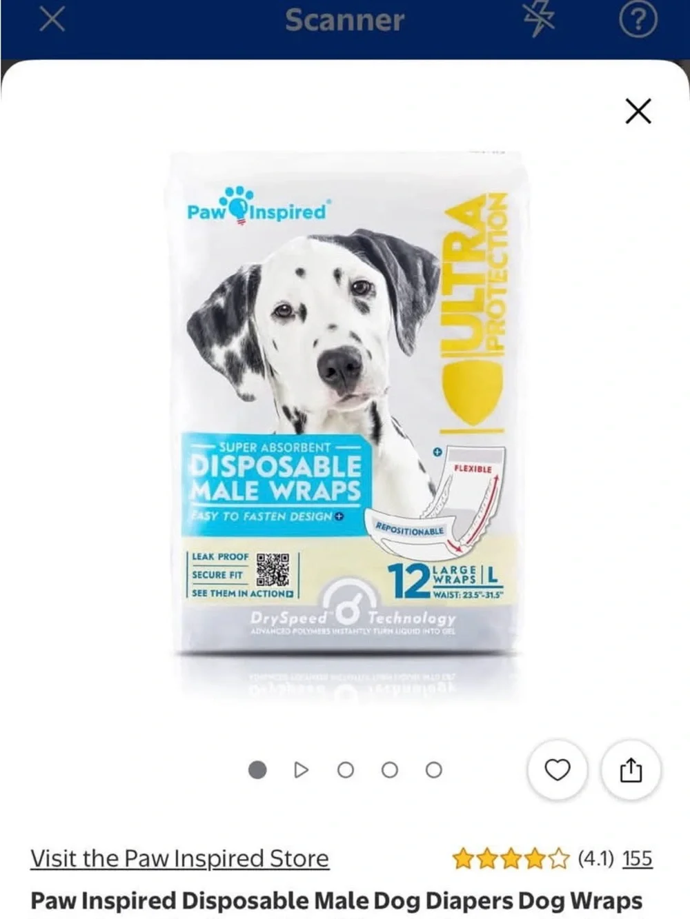 Disposable Male Dog Wraps - Pack of 12